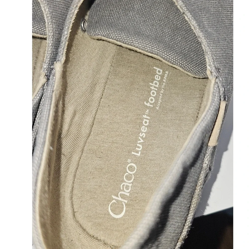 Chaco Paonia Grey Canvas Slip On Luvseat Footbed Shoes Mens‎ 14